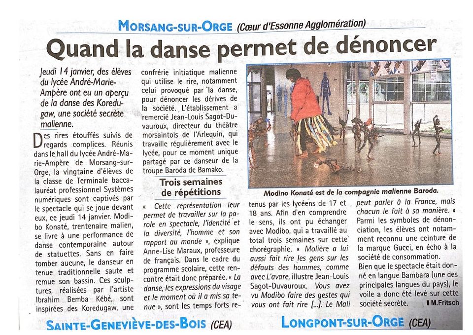 Article paru dans Le Républicain sur le spectacle de Modibo Konate autour des Koredugaw