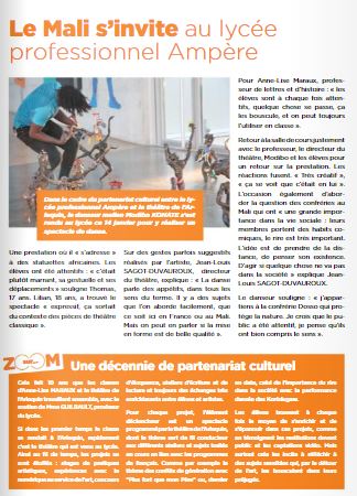 Articlesur le spectacle de Modibo Konate autour des Koredugaw paru dans le magazine de la ville de Morsang-sur-Orge de février 2021